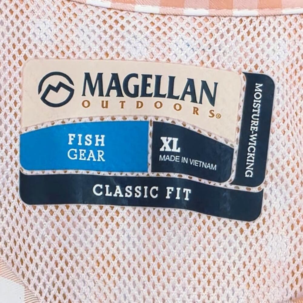Magellan Southern Summer Fishing Shirt Dress Peach Parfait Gingham Size XL NEW - Picture 5 of 16